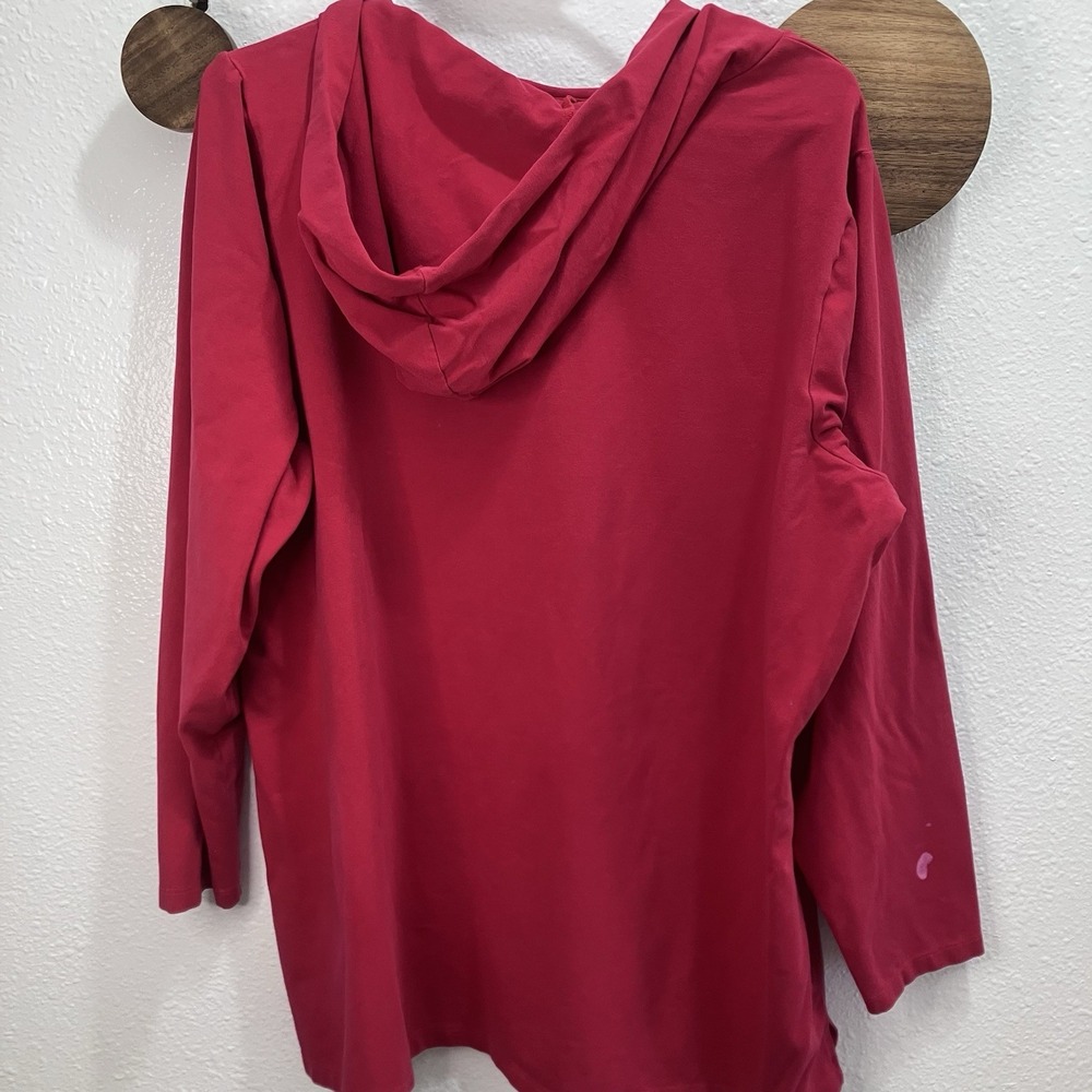 Quaker Factory Scottie Dog Red Holiday Hooded Long Sleeve Top 1X Christmas - Picture 8 of 13